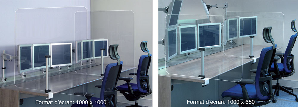 Dispositif en plexiglas transparent pour la séparation sanitaire des bureaux