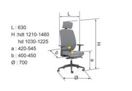 Dimensions du siège de bureau ergonomique Artech Ergo