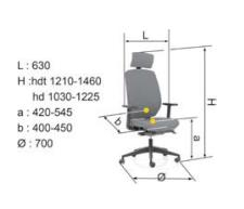 Dimensions du siège ergonomique de bureau Artech
