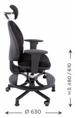 Schéma des dimensions du fauteuil ELFE pour personnes de petite taille