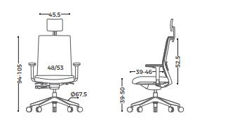 Dimensions du siège Stak avec têtière